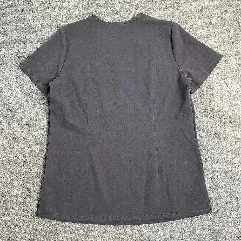 Figs Scrub Top Womens Size Small Technical Collection Front Pocket Gray - Picture 2 of 6